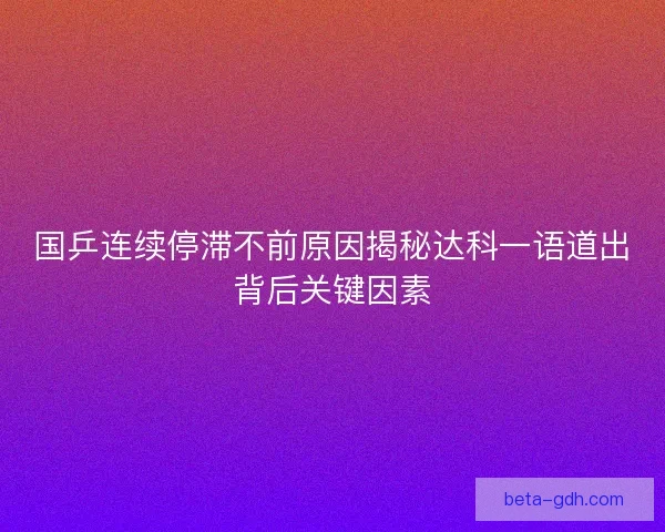 国乒连续停滞不前原因揭秘达科一语道出背后关键因素