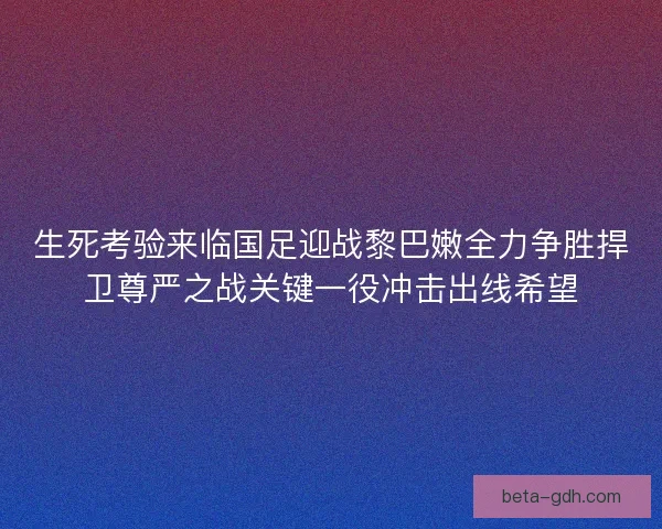 生死考验来临国足迎战黎巴嫩全力争胜捍卫尊严之战关键一役冲击出线希望
